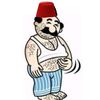 Gobeğini gaşuyan adam