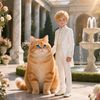 The orange cat and the baby