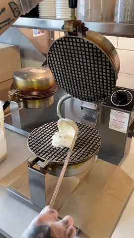 How waffle cones are made! Did you know?🤔🤯🍦🤤 #TheReplay #faceyourfear #halloweendiy #icecream #food #fyp #foryou #satisfying #cooking #getspooky