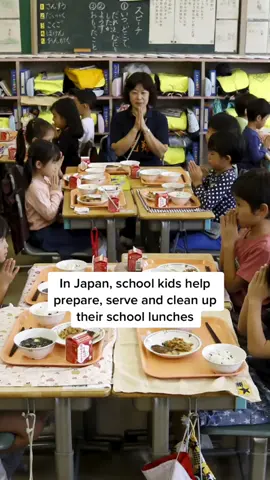 In Japan, school kids help prepare, serve and clean up their school lunches #japan #lunch #food #school #nutrition #healthy #kids #clever #world