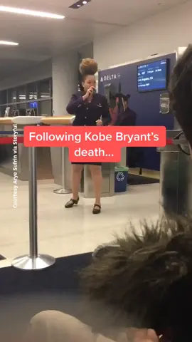 LA Flight attendant lifts spirits on day of Kobe's passing. #fyp #ripkobe #kobe #mamba #kindness #lakers #GOAT