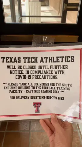 When Athletics is closed until further notice..... 😭#foryou #fyp #texastech #athletics #sports #coronavirus #work #university #sad #nosports