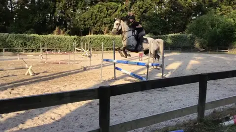 One of my lessons with Sugar at the start of the season!!🦄💜 #foryoupage #fyp #equestrian #horsesoftiktok #foryou
