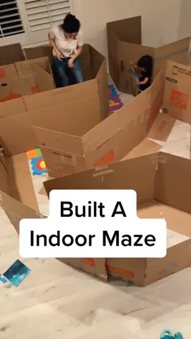 Built A Giant Box Maze In The Living Room @cristalallure  #maze #DIY #quarantinelife #quarantine #abella #canfamily #diyproject #dadlife #fyp #babyfun