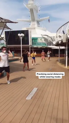 What do the Rhapsody of the Seas crew do in 45 mins of fresh air time? This. #fyp #foryou #foryoupage #cruiseship #distancedance #makethisviral