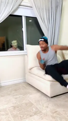 I got him good 🤪 @kingbach #prank #prankwars #mask #scary #fypage #lifeathome