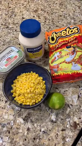 Soo good!! First time trying, forgot the parm 👌🏼#cornwithhotcheetos #hotcheetos  #cornsalad butter was the first to be added