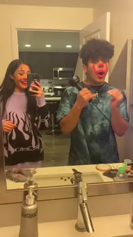 Turning my boyfriend into a CLOWN😈🤡 Your 2nd @ is a #clown 🤪❤️ Tag them!😝💕 #queenstaralien @kingkidjoshua #makeup @lovejoshuastar #couples #prank