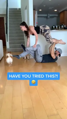SHOULD WE DO MORE OF THESE?! 🤣 @itsnataliabarulich tag someone that should try this! #upanddown #Fitness #haha