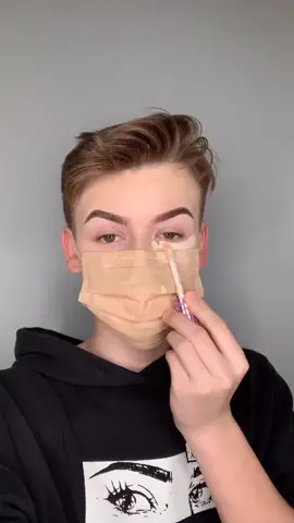 full face of makeup over a face mask #makeup