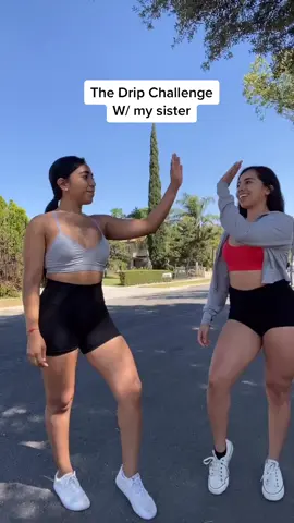 The Drip Challenge with my sister @thalia.hdz it was harder than we thought because it took us several tries 😂#dripchallenge #workoutchallenge #fyp