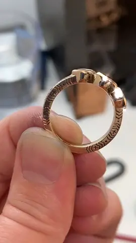 The making of a custom 14K gold three-stone ring with Marquise Rubies. #handengraving #ruby #customrings #handmade #goldsmith #melissascoppa #ring