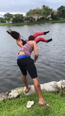 When you try to push your friends in while fishing but it back fires on you