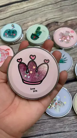 Gương 2 mặt tròn nhũ kim tuyến có nước