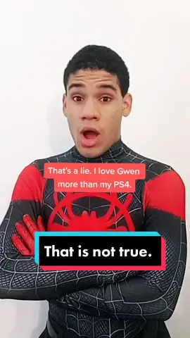 Since when did #gwenstacy thought that I'm in love with my PS4? #milesmorales #intothespiderverse #spidermanintothespiderverse