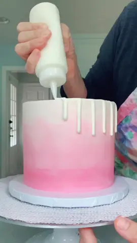 Pink ombré and white chocolate ganache drip! #cake #birthday #tiktok