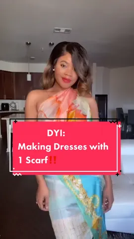 How to make dresses out of 1 scarf! What’s your fav? #TikTokPartner #LearnOnTikTok #dyiproject #DIYFashion #changeoutfit