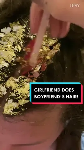 When you are dying to test out a glittery hairdo... test it out on your boo! How’d this turn out? #ipsy #glitter #hairtututorial #wavyhairtutorial