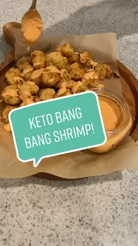 Keto Bang Bang Shrimp is so simple and full of flavor! #ketorecipes #keto #ketomeal #ketoideas #ketocooking #lowcarb #shrimp #yum