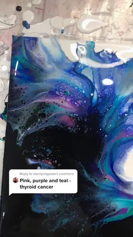 Reply to @stacilynngowie Supporting Thyroid Cancer Awaereness month! #artlessons #tiktokartists #fluidart #acrylicpour #underratedartis