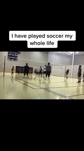 a soccer player playing volleyball 💪😳 #strong #power #volleyball #spike #fun #sports #fyp