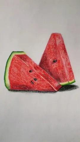 Watermelon drawing 🍉 This is my first time drawing a realistic fruit! #watermelon #drawing #art #artist #fruit