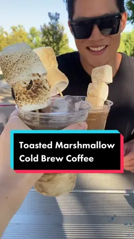 Empress Sarang roasts a marshmallow for APPA to put in his coffee! @nutpodscreamer #nutpods #coffeetime #coffeeaddict #coldbrew (partner)
