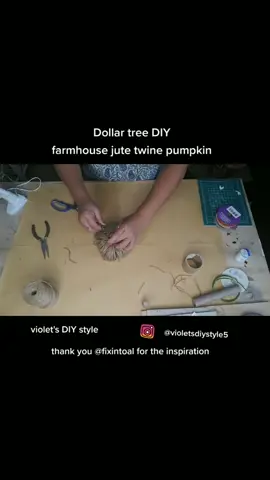 DIY jute twine pumpkin #dollartree #diyhalloweendecor #diyfarmhouse  #diyfalldecor #highenddollartreediy #falldecorideas#violetsdiystyle  #diypumpkin