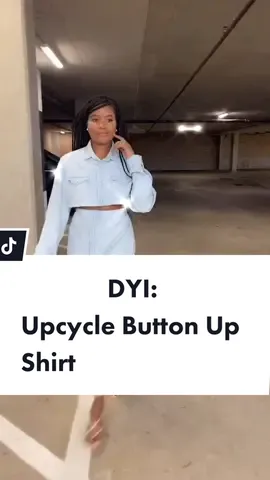 Denim shirt into 2 sets! #TikTokPartner #LearnOnTikTok #tiktokfashionmonth #closettour #diyupcycle