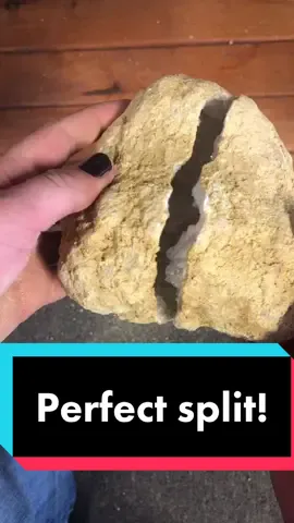 Decided to give a bigger geode a go! Perfect split. #crystals #geodes #gemstones #quartz #moldavite #fun #learn
