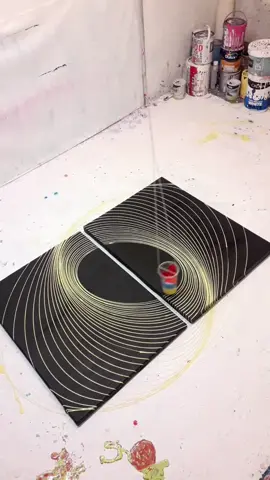 I used a bit to much yellow but it still looks good #actionpainting #pendulum #fyp #art