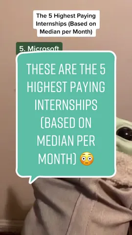 Ever wondered what are the highest paying #internships ? Here are the 5 highest👀💡#fyp #wonsulting #glassdoor #babyyoda #internshiptips