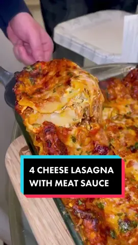 4 CHEESE LASAGNA WITH MEAT SAUCE #Recipe #lasagna #food #tiktokfood #cheese #meatsauce #pasta #secretrecipe