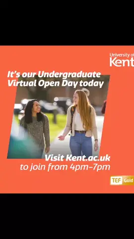 Join us at 4pm today for our Undergraduate Virtual Open Day #virtualopendays #tomorrowsworld #uniopenday #joinourworld #universityofkent