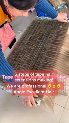 Curious about how to make tape hair extensions? 💕Follow us 💕#tapehairextensions #hairextensions #tapehairextension #hairfyp #hairfactory