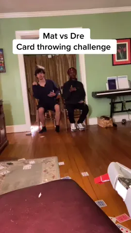 Mat vs Dre card throwing challenge! #fyp #cardshot #trickshots #challenge