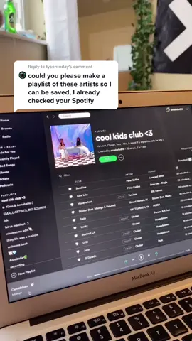 Reply to @tysontoday playlist is up on my Spotify 🤍 click the link in my bio!! #musictok #playlist #spotify #toroymoi #vanjess