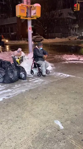 🥺 IT Was Snowing So Hard , But He Was Hungry 😢 , It Hurts To Watch Him Suffer 😞 Glad I Helped Him ❤️( HE WAS HAPPY ) #foryou #foryoupage #homeless