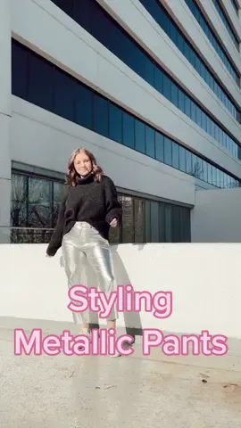 Styling metallic pants ✨ #fashionblogger #TikTokFashion #outfitinspo #howtostyle #styletips