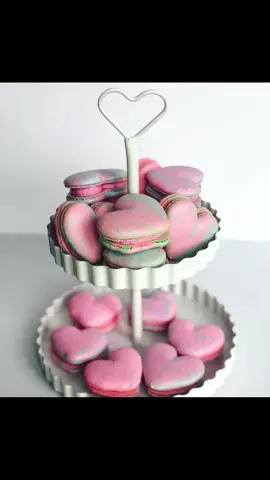 💞Cotton candy macaron hearts 💞#ValentinesDay #valentine #baketok #macaronsoftiktok