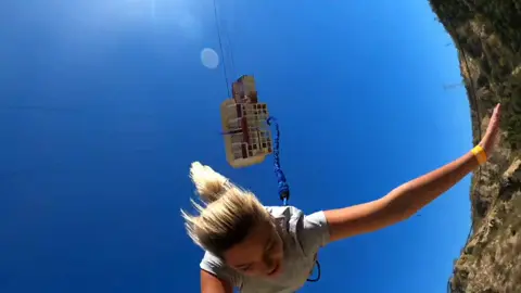 Happy #ValentinesDay to my adventure buddy who convinced me to do this. Next year, maybe just buy me flowers.  #perfectmatch #travelbucketlist #bungee