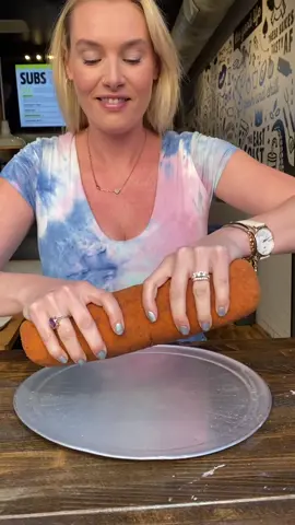 The GENDER REVEAL! 🤰👶  Custom-made GIANT MOZZ STICK by @tonyboloneys. (We already knew) #fyp #foryou #foodtiktok #genderreveal #pregnant #baby #Love