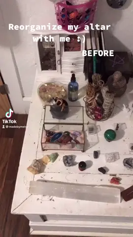 Repost lol organizing my altar 🔮 #witchtok #witchcraft #fypシ #crystal #CleanTok