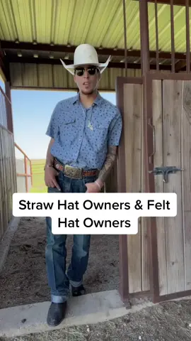 😂 spot on #fyp #cowboy #cowboystyle #cowboyhat #strawhat #felthat #expensive #relatable #ifykyk #RayBanElevatorDance #havefunwithit