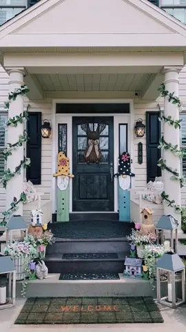 Spring is in the air🌸 #spring #frontporch #gnome #easter #decor #faux