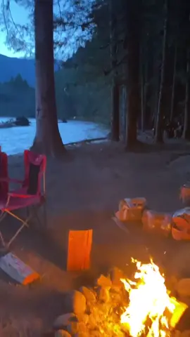 Perfect campsite! #camping #perfect #beautiful #amazing #view #mountains #river #beautifulbc #britshcolumbia #vancouver #canada #dawn #campfire￼