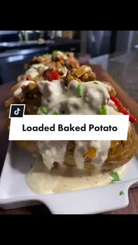 Reply to @krystal822 Philly Cheese loaded baked potato #TakeABite #JustAddBriskZero #ItsOurHome #foodtiktok #bussin #sheesh #fypシ #military
