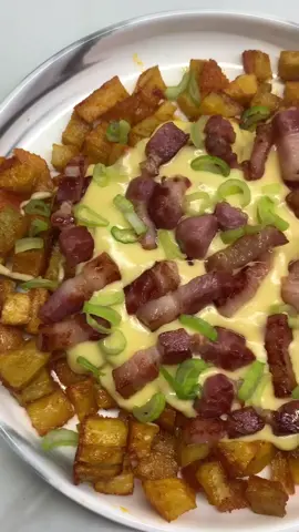 PAPITAS CON CHEDDAR, BACON Y VERDEO 🍟🧀🥓! Aprende a prepararlas en 30 segundos! #papas #Receta #foodporn #argentina🇦🇷