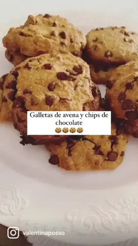 Galletas de avena y chips de chocolate🍪 ig: valentinaposso #foryou #soycreador #AprendeEnTikTok #fyp #parati #recetas #recetassaludables #Foodie