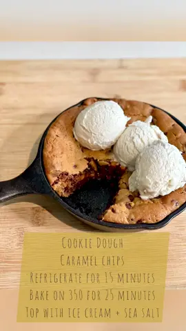 CARAMEL + CHOCOLATE CHIP DEEP DISH COOKIE #WhiteWomanApproved #scotlouie #fyp #cooking #dessert #cookingvideos